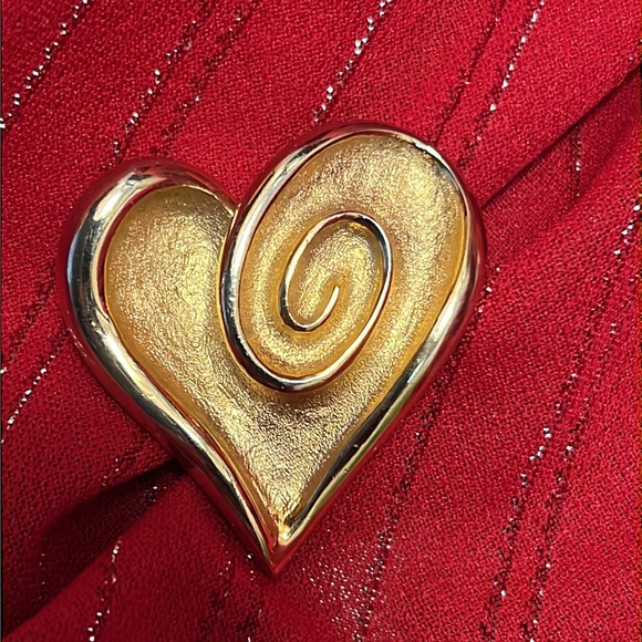 VINTAGE Park Lane Golden Swirl Heart Brooch Women’s Jewelry Accessories Textured - Picture 6 of 6